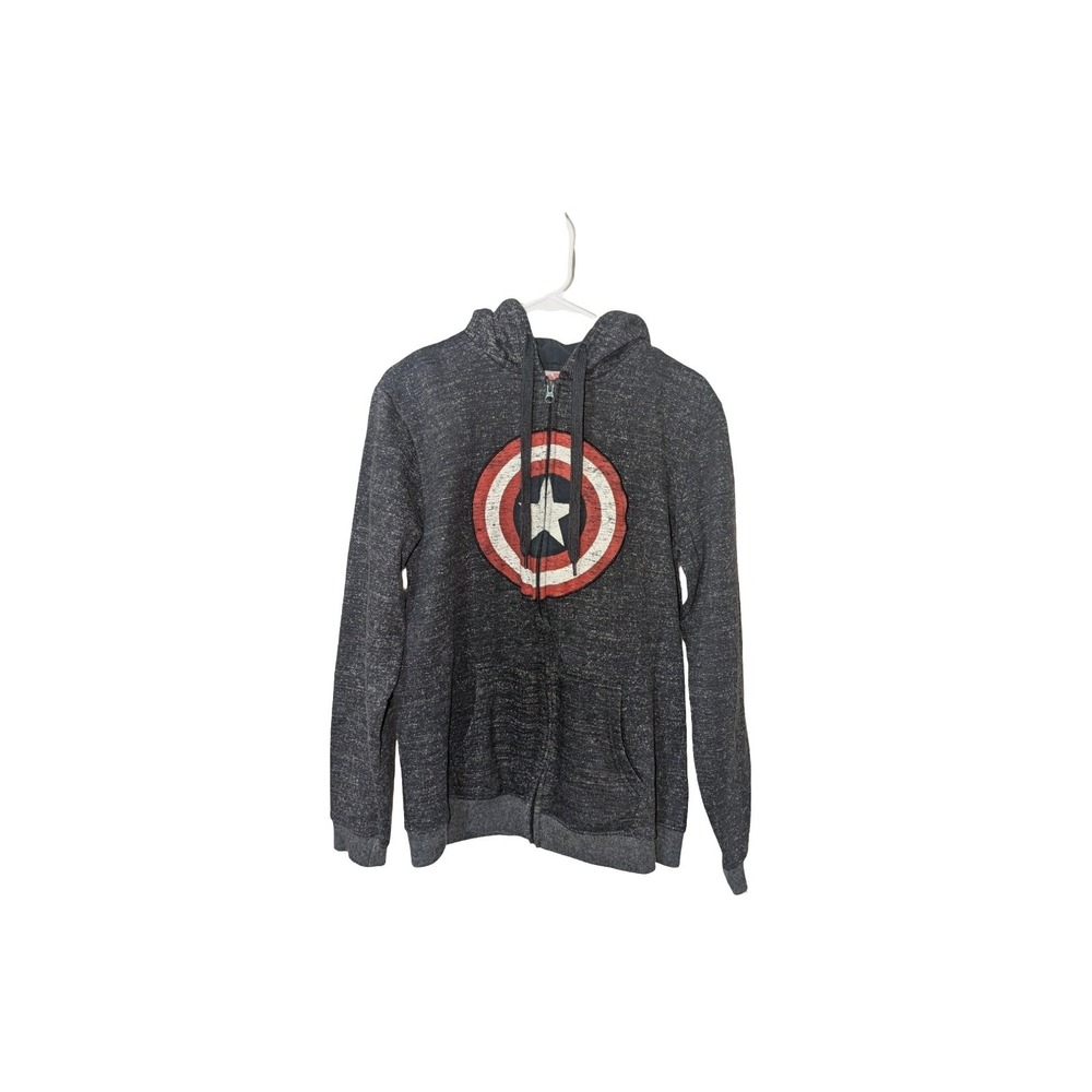 Marvel Captain America Hoodie Mens Medium Zip Up Graphic Avengers Sweatshirt